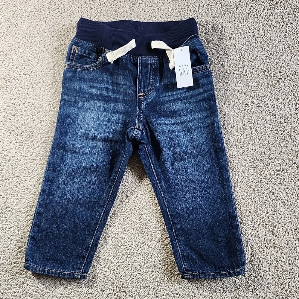 GAP Kids Dark Blue Jeans with Navy Waistband - Picture 1 of 4